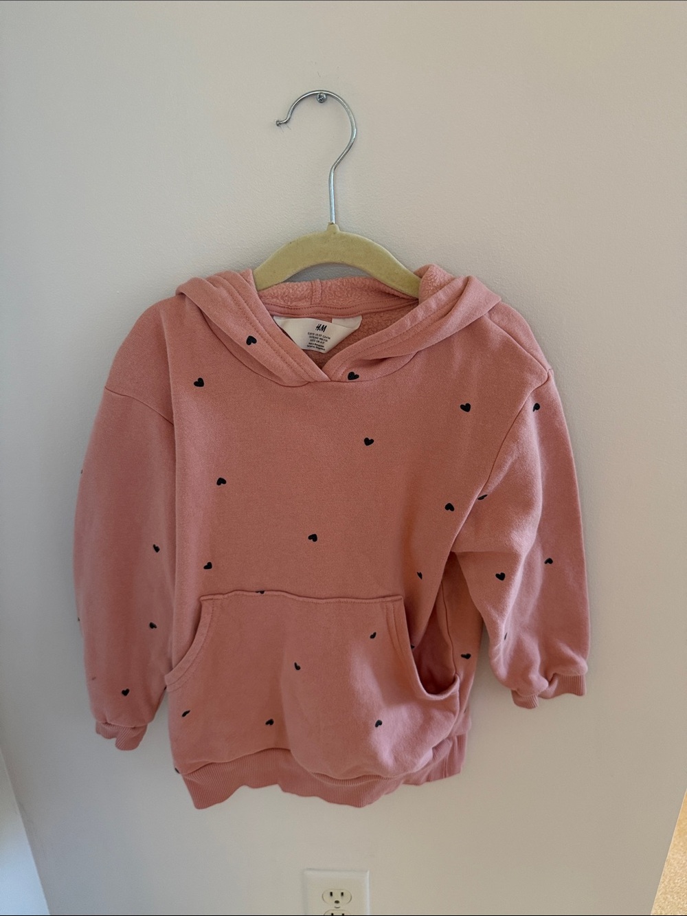 H&M Light Pink Heart Pullover Hoodie